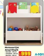 FLY MOBİLYA MONTESSORİ ÇOK AMAÇLI KİTAPLIK 60X60X30 CM fiyat ve kampanya bilgisi